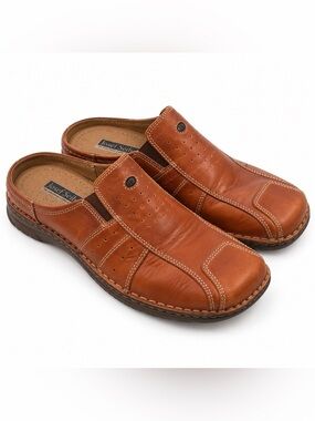 Josef Seibel Men’s Brown Leather Clogs Slip On Shoes EU 40